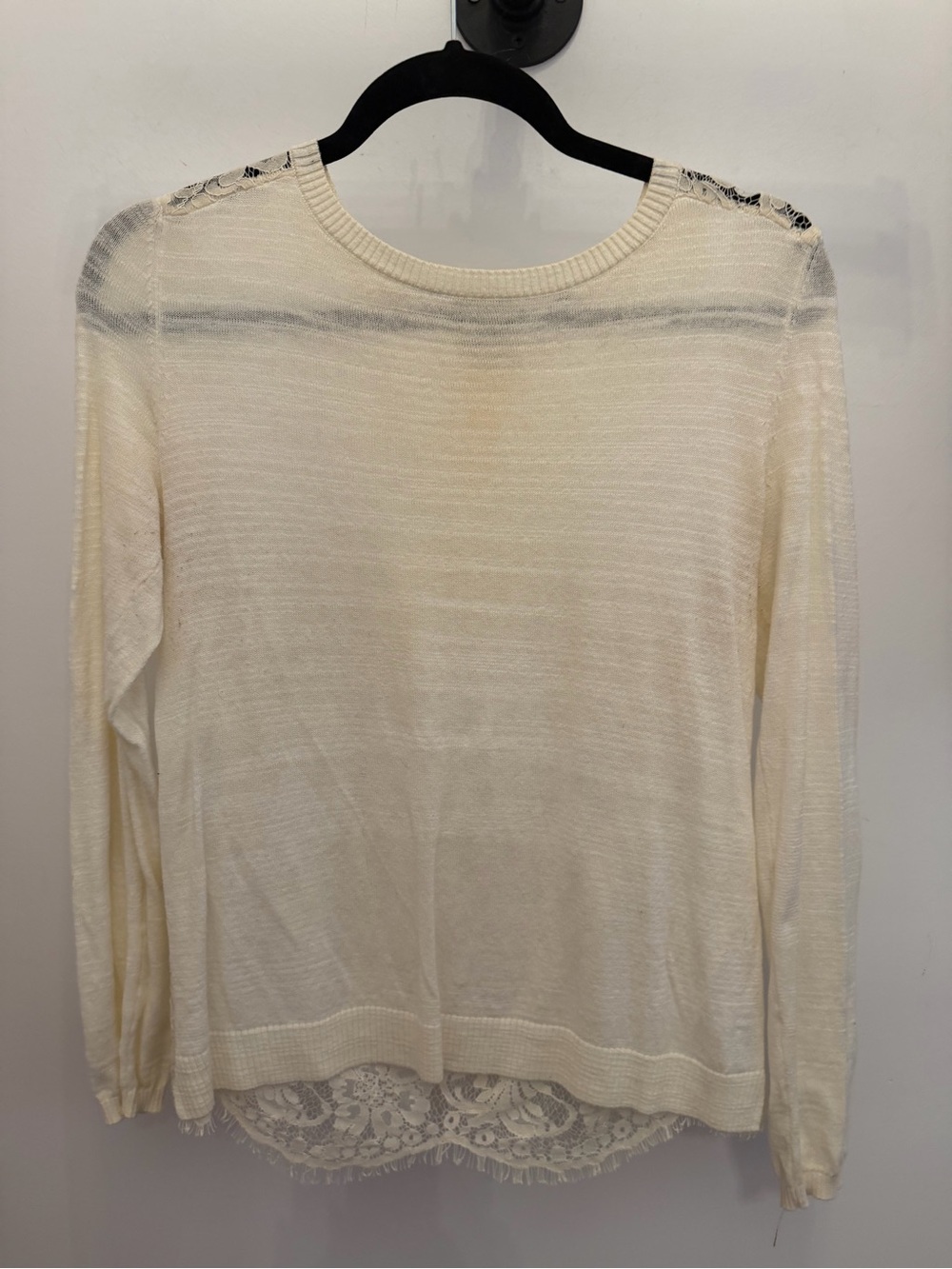 Light Cream Lace Back Women's Sweater